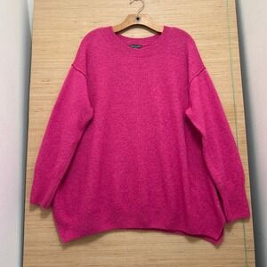 Vince Camuto Magenta Pink Oversized Crewneck Sweater Plus Size 1X Side Slits
